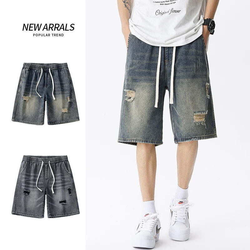 Men'S Fashion Overalls - Pantaloncini di jeans sottili estivi da