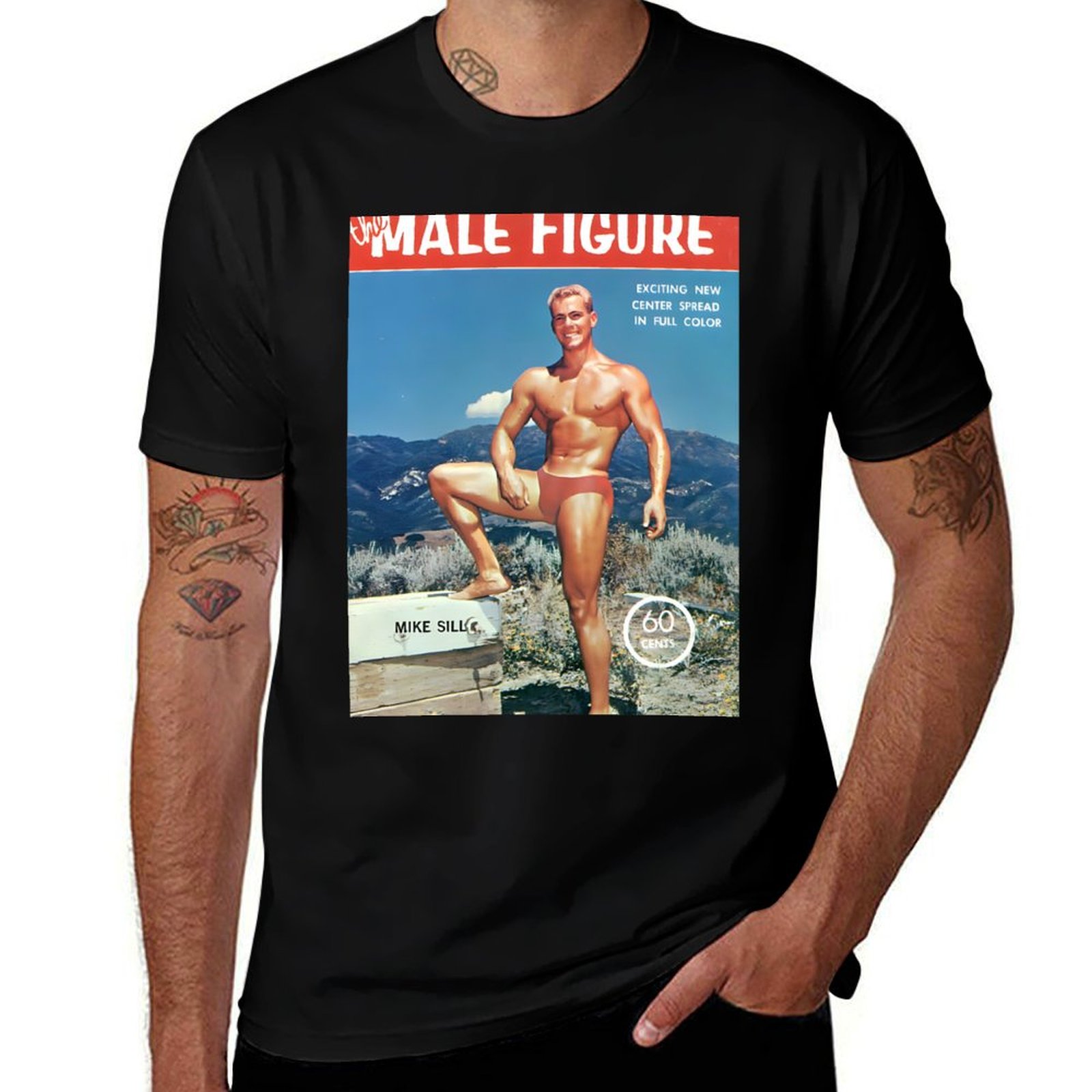 Mens Fashion Magazines - T-shirt con stampa vintage di un