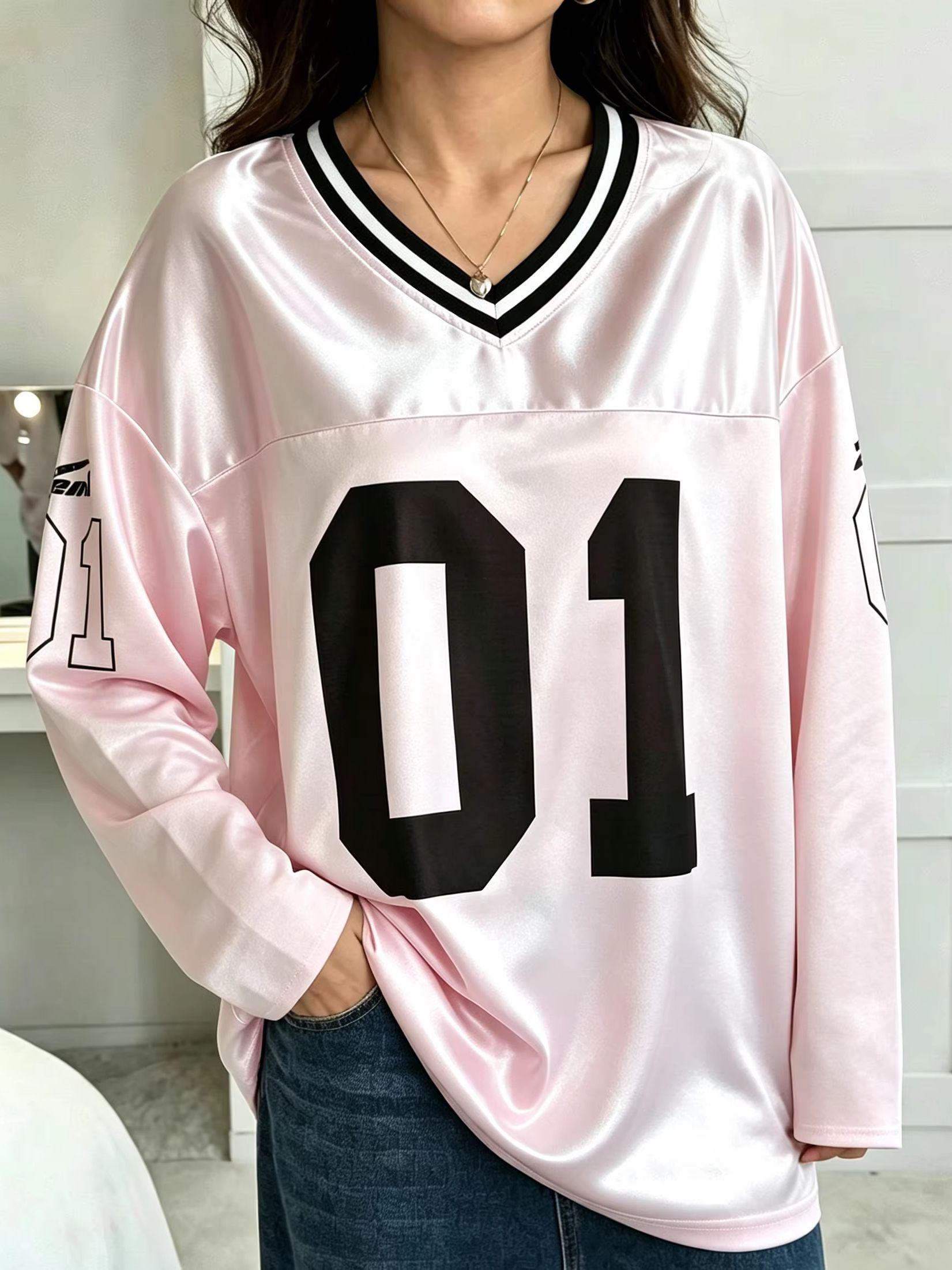 Men'S Tops Fashion - Maglietta a Maniche Lunghe Oversize Vintage