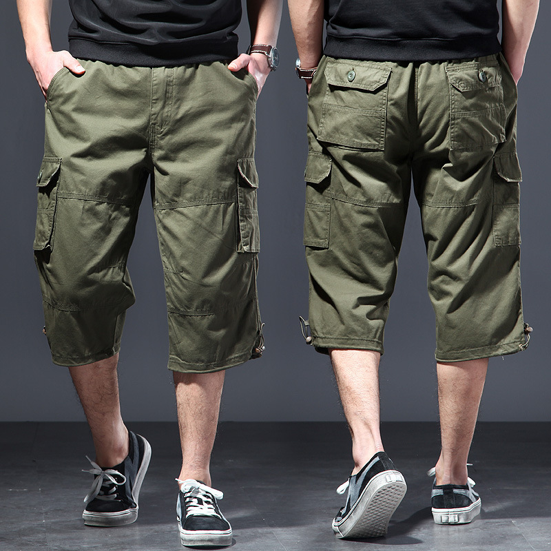 Men'S Fashion Overalls - Pantaloni 3/4 in Cotone da Uomo,
