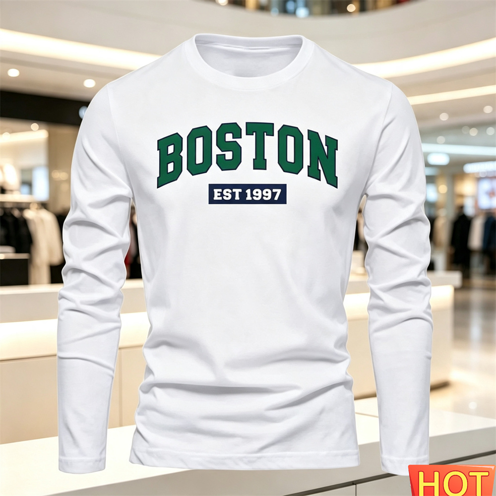 Men'S Tops Fashion - T-shirt a maniche lunghe da uomo