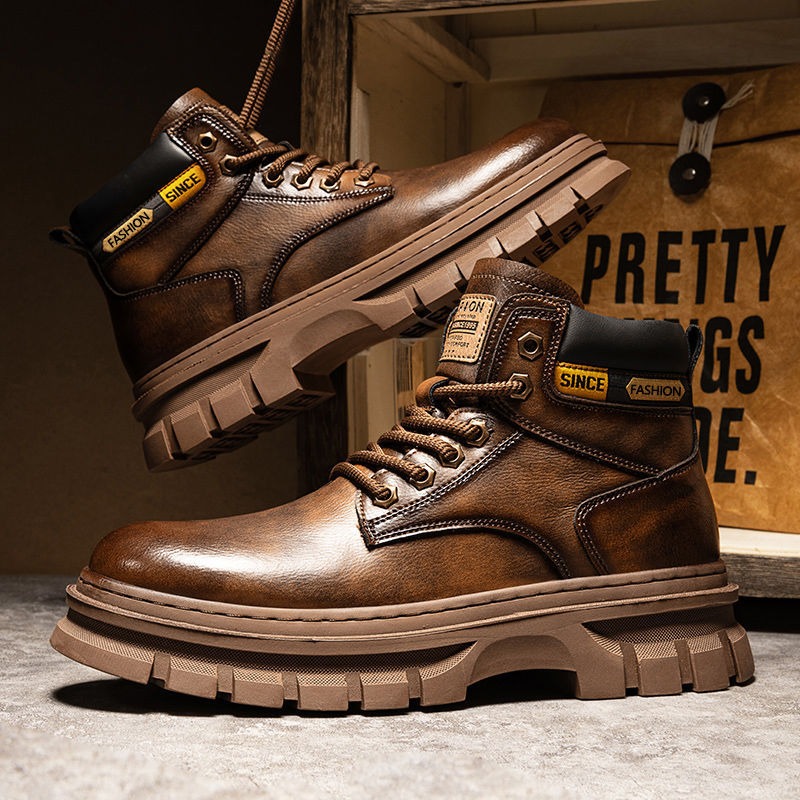 Fashion Men'S Boots - Stivaletti con plateau da uomo vintage