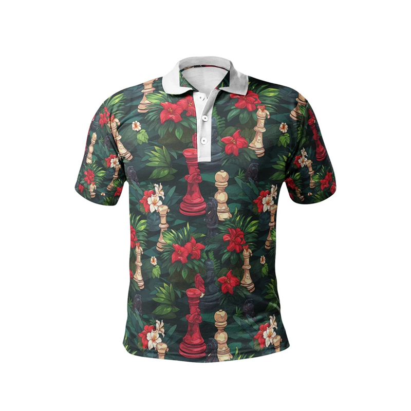 Men Fashion King - Chess King 3D Print Polo Shirts