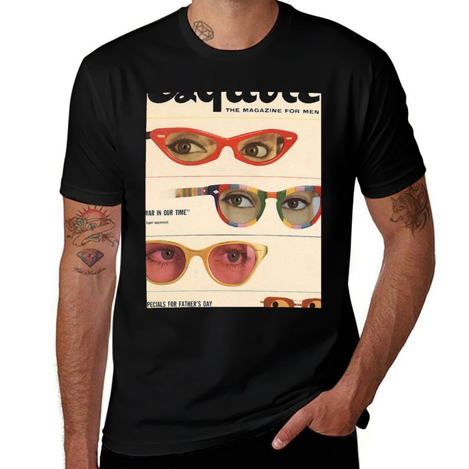 Mens Fashion Magazines - T-shirt Esquire 1960s Magazine Sunglasses Retro