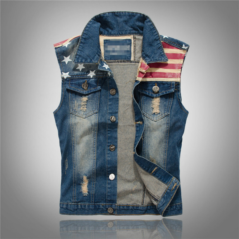 Mens Fashion Denim Jacket - Gilet in Denim da Uomo con