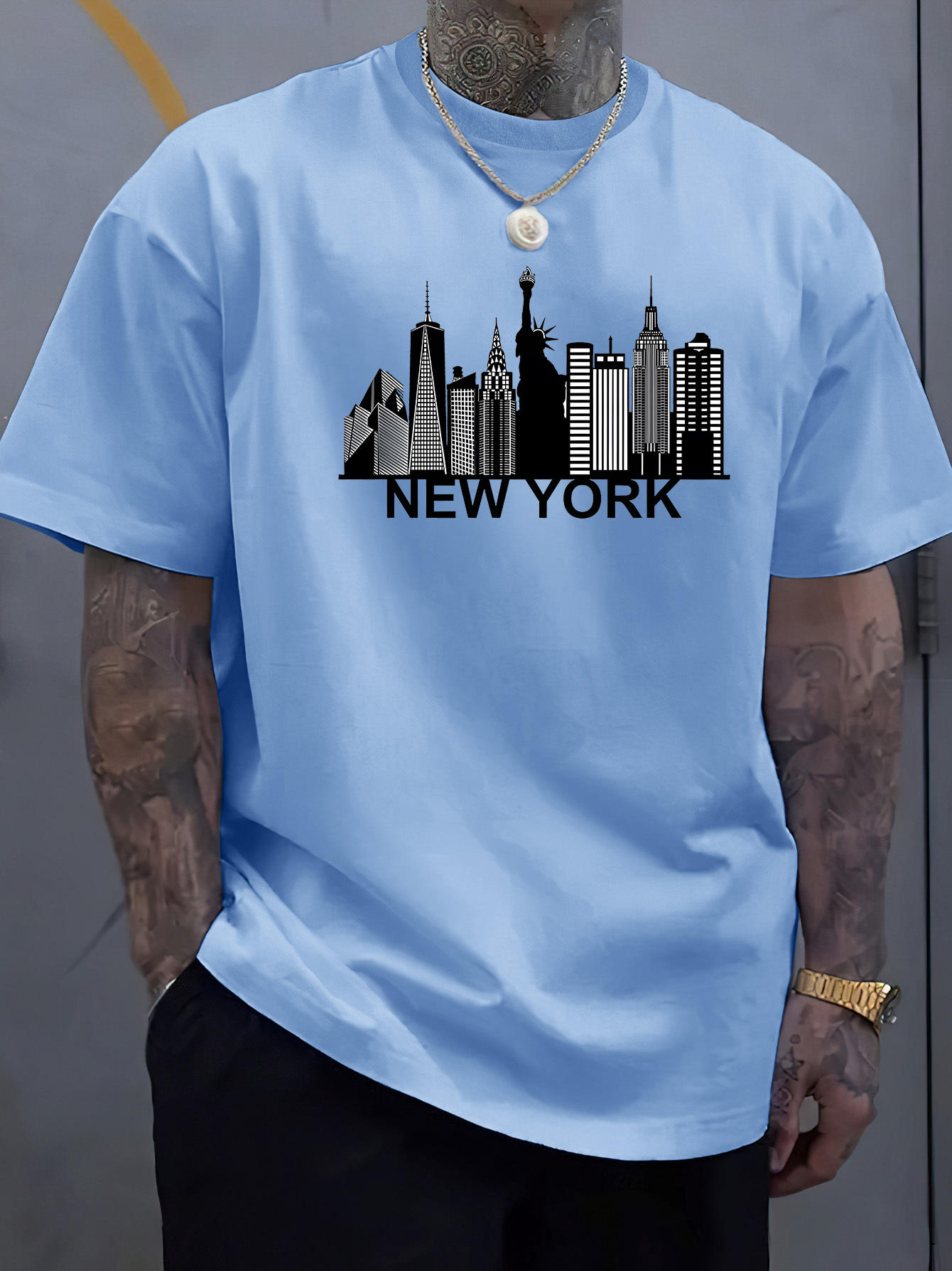 Men'S Fashion New York - T-shirt da uomo in cotone con