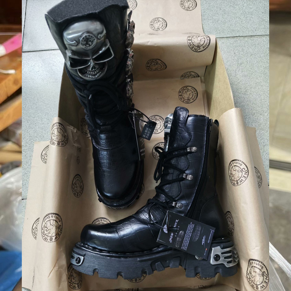 Mens Fashion Combat Boots - Stivali da Moto da Uomo in