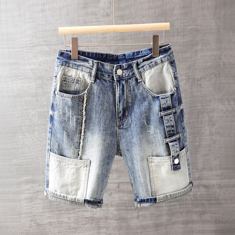 Men'S Fashion Overalls - Pantaloni jeans corti da uomo con