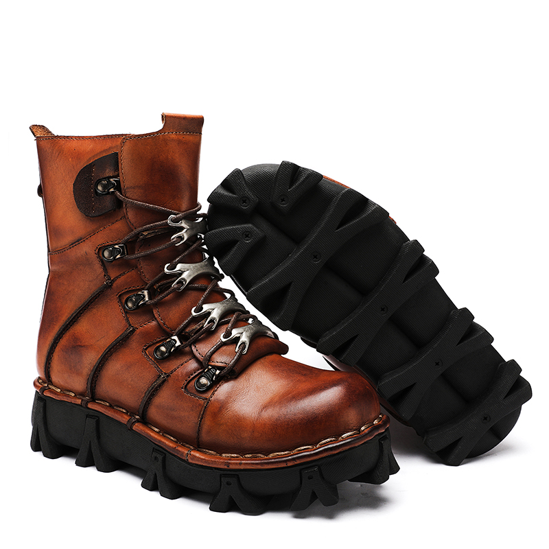 Stivali da Moto in Vera Pelle  - Mens Fashion Combat Boots recensione e prezzo