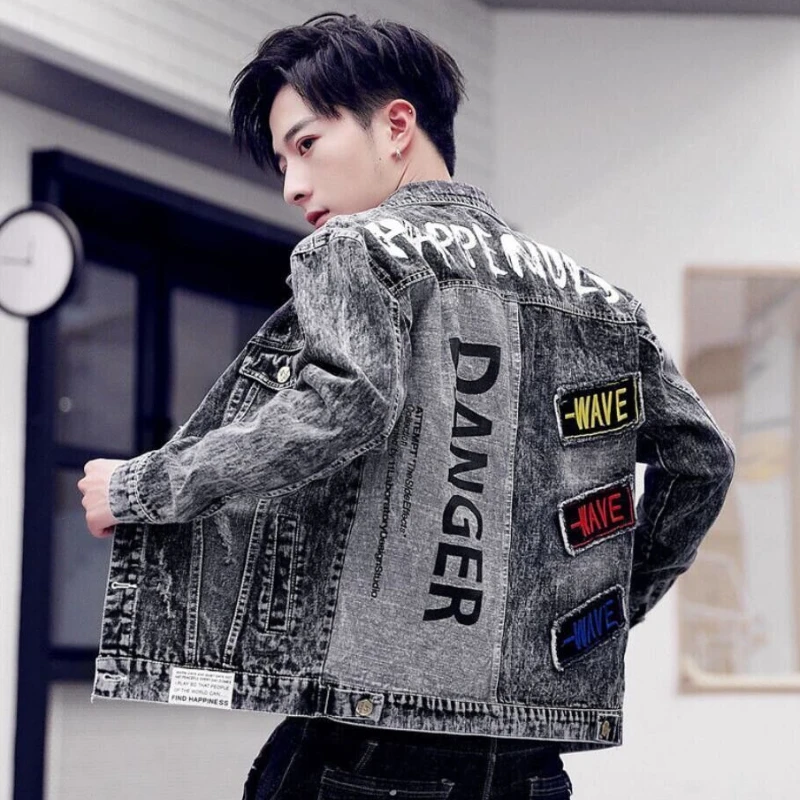 Bottone Hip Hop Casual Slim co - Mens Fashion Denim Jacket recensione e prezzo