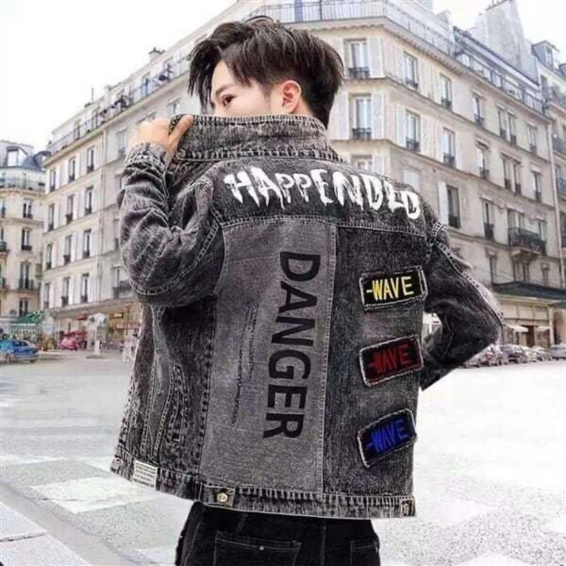 Bottone Hip Hop Casual Slim co - Mens Fashion Denim Jacket recensione e prezzo
