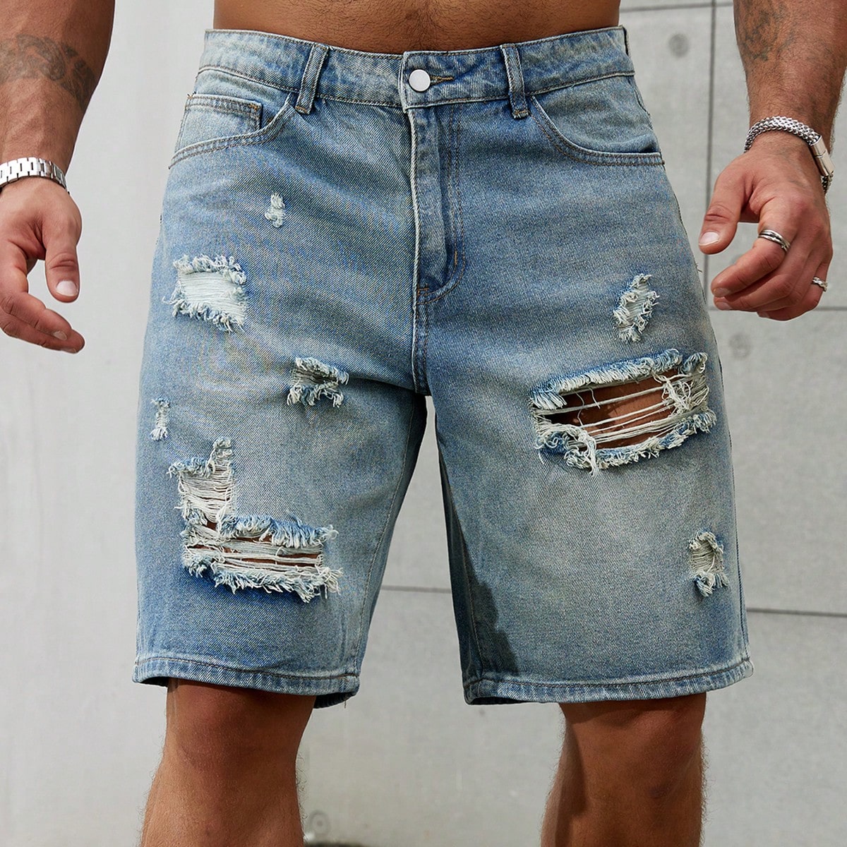Jeans corti strappati da uomo  - Men'S Fashion Overalls recensione e prezzo